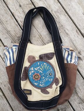 Funky Chala canvas turtle tote/shoulder bag